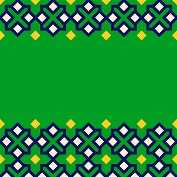 Simple vector border frame design with traditional Islamic patterns in gree.. Stock Illustration