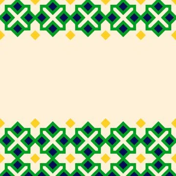 Simple vector border frame design with traditional Islamic patterns in gree.. Stock Illustration