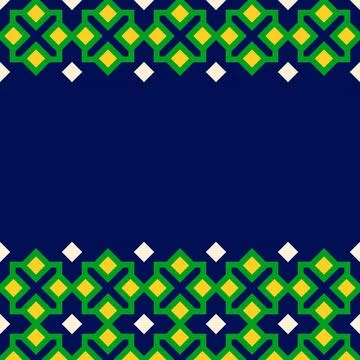 Simple vector border frame design with traditional Islamic patterns in gree.. Stock Illustration