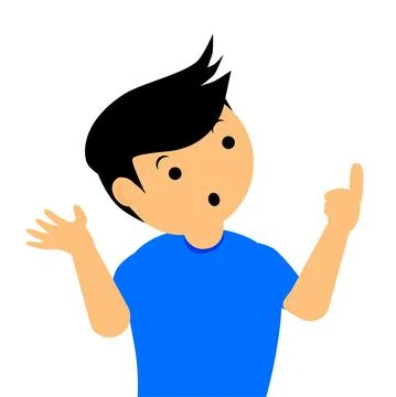 Simple Vector boy pointing or explaining something, isolated on white Stock Illustration