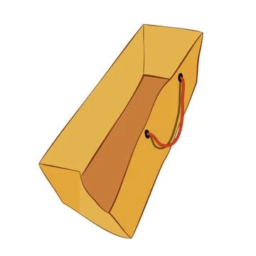 Simple Vector Brown Hand Draw Sketch of Paper Bag with Red rope for mock up,  Illustrazione stock