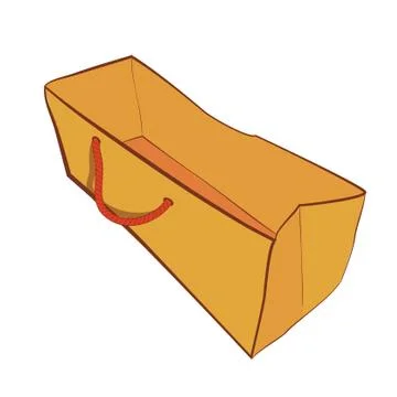 Simple Vector Brown Hand Draw Sketch of Paper Bag with Red rope, Isolated on  Stock Illustration