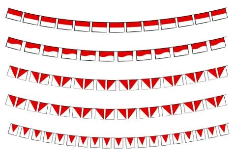 Simple Vector bundle, 5 different wave and shape garland hanging Red and Whit Stock Illustration