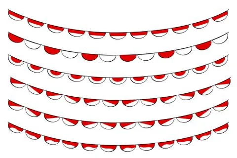 Simple Vector bundle, 6 different wave and shape garland hanging Red and Whit Stockillustratie