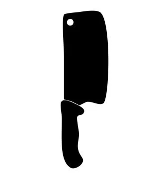 Simple vector butcher knife, silhouette isolated on white Stock Illustration