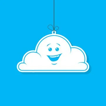 Simple vector cartoon flat art illustration of laughing cloud on a string Stock Illustration