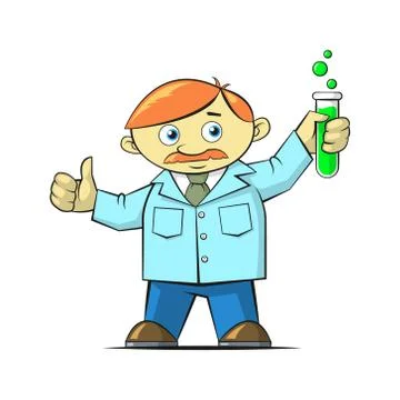 Simple vector cartoon flat art illustration of a scientist Stock Illustration