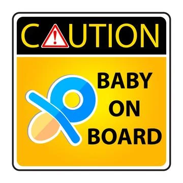 Simple vector caution sign baby on board, isolated on white Stock Illustration