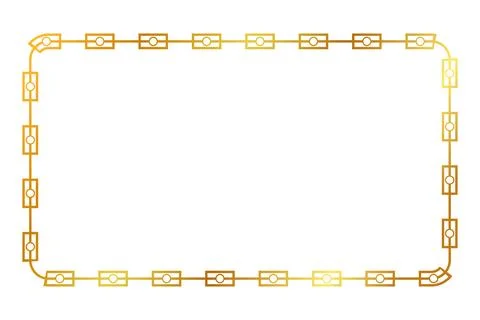 Simple vector chain rectangle frame from golden rope for element design Stock Illustration