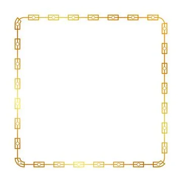 Simple vector chain square frame from golden rope for element design イラスト素材