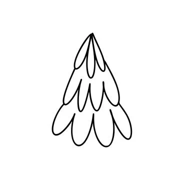 Simple vector christmas tree icon drawing celebrating winter holidays Stock Illustration