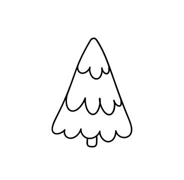 Simple vector christmas tree icon drawing celebrating winter holidays Stock Illustration
