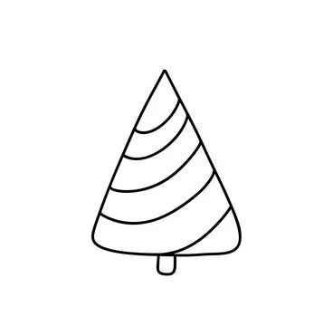 Simple vector christmas tree icon drawing celebrating winter holidays Stock Illustration