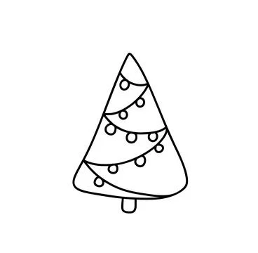 Simple vector christmas tree icon drawing celebrating winter holidays Stock Illustration
