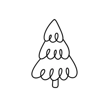 Simple vector christmas tree icon drawing celebrating winter holidays Stock Illustration