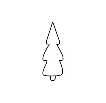 Simple vector christmas tree icon drawing celebrating winter holidays Stock Illustration