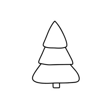 Simple vector christmas tree icon line drawing celebrating winter holidays Stock Illustration