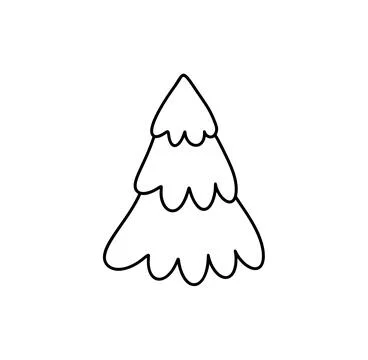 Simple vector christmas tree icon line drawing celebrating winter holidays Stock Illustration