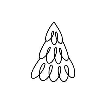 Simple vector christmas tree icon calligraphy line drawing celebrating wint.. Stock Illustration