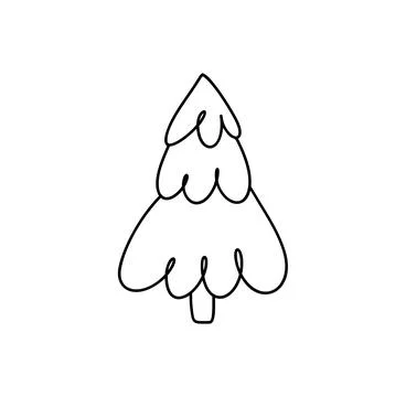 Simple vector christmas tree icon line drawing celebrating winter holidays Stock Illustration