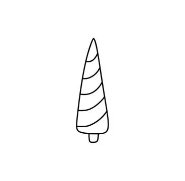 Simple vector christmas tree icon line drawing celebrating winter holidays Stock Illustration
