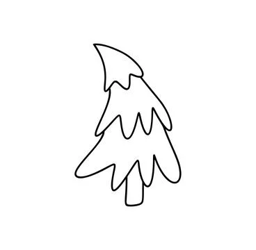 Simple vector christmas tree icon line drawing celebrating winter holidays Illustrazione stock
