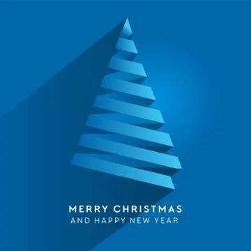 Simple vector christmas tree made from paper stripe - original new year card. Stock Illustration