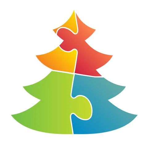 Simple vector christmas tree made from puzzle Stock Illustration