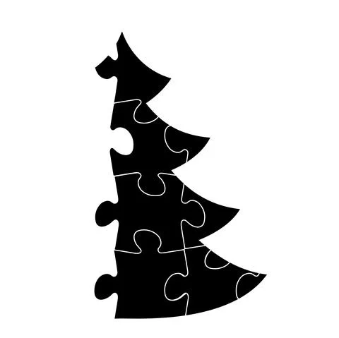 Simple vector christmas tree made from puzzle Stock Illustration