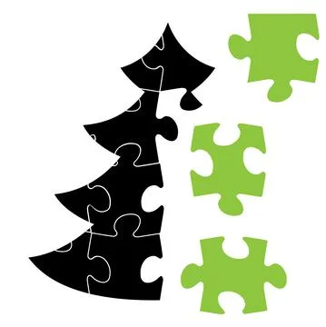 Simple vector christmas tree made from puzzle Stock Illustration