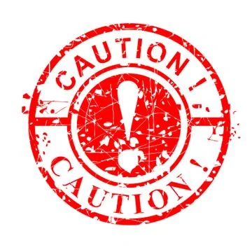 Simple Vector, Circle Grunge Red Rubber Stamp, Caution, isolated on white Stock Illustration
