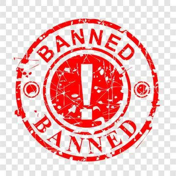 Simple Vector, Circle Red Grunge Rubber Stamp Effect, Banned at transparent e Stock Illustration