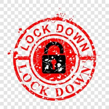Simple Vector Cirle Red Grunge Rubber Stamp, Lock Down, at transparent effect Stock Illustration