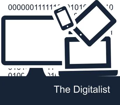 Simple vector clipart on white background on a theme of digital technologies Illustrazione stock