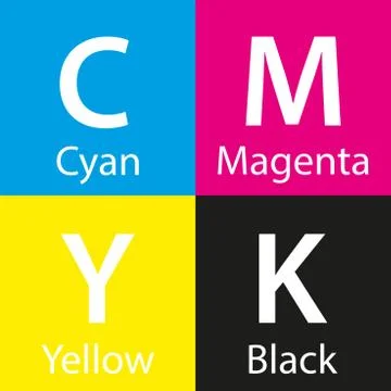 Simple vector cmyk color sample with color name, background with cyan, magenta イラスト素材