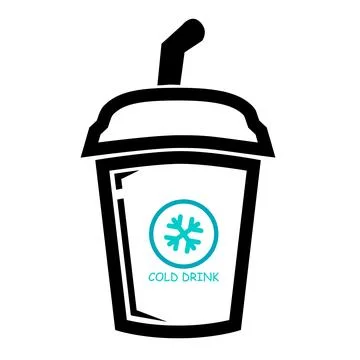 Simple vector a cold drink with straw, isolated on white Stock Illustration