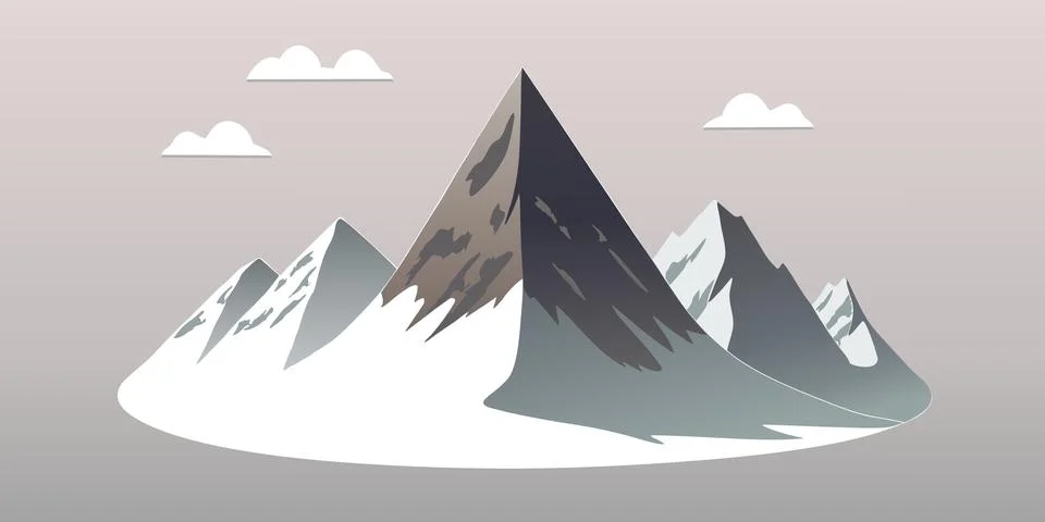 Simple vector concept of snowy mountain landscape Stock Illustration