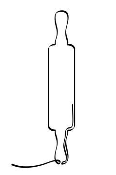Simple vector continuous rolling pin, line art isolated on white Stock Illustration