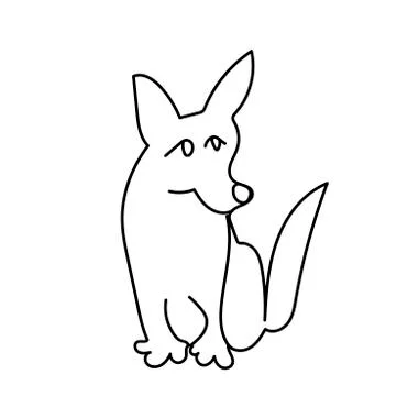 Simple vector Corgi dog.Animal illustration with black lines Stock Illustration