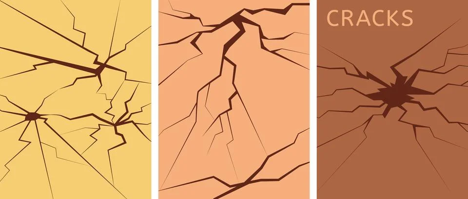 Simple vector crack banners set. Stock Illustration