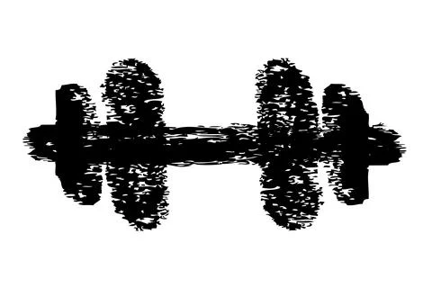 Simple vector crayon or chalk dumbell, isolated on white 스톡 일러스트