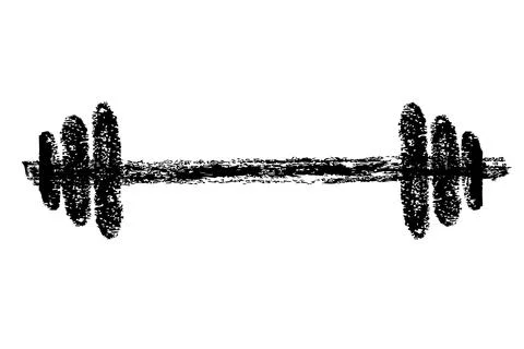 Simple vector crayon or chalk barbell, isolated on white 스톡 일러스트