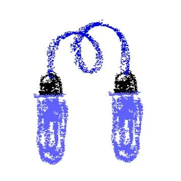 Simple vector crayon or chalk skipping or jumping rope isolated on white Stock Illustration