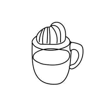 Simple vector cup with a cappuccino. Autumn illustration with Stock Illustration