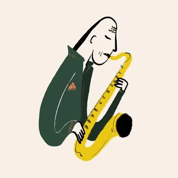 Simple vector design of man playing saxophone Stock Illustration