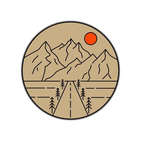 Simple vector design of a mountain and a road Stock Illustration