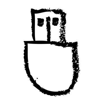 Simple vector doodle crayon sketch, usb flasdisk, at white background Stock Illustration