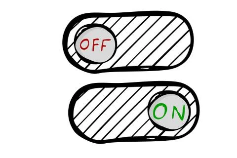 Simple Vector Doodle Hand Draw Sketch on off oval Button or Switch Stock Illustration