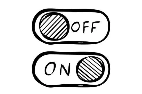 Simple Vector Doodle Hand Draw Sketch on off oval Button or Switch Stock Illustration