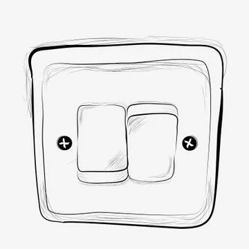 Simple Vector Doodle Hand Draw Sketch on off Electricity Switch Stock Illustration